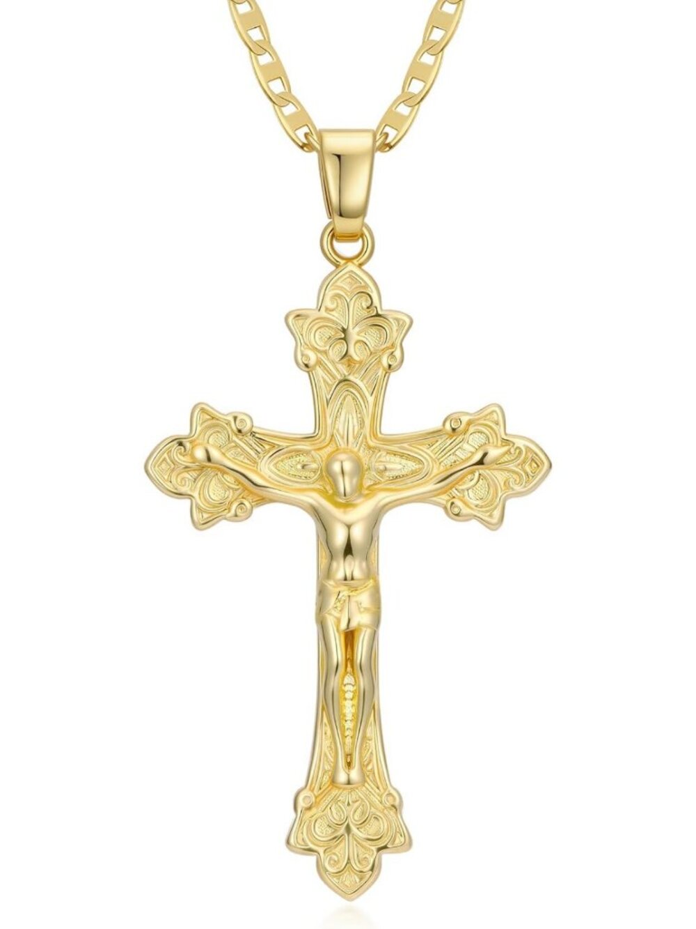 Elegant 14K Gold Cross Pendant Necklace for Women - Religious Jewelry Gift
